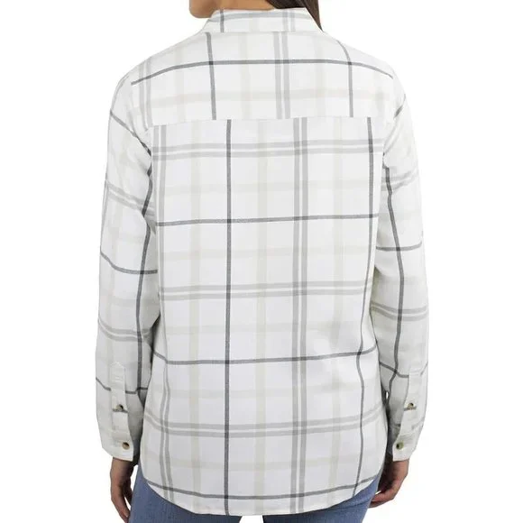 NWoT Jachs Girlfriend Women Button Down Super Soft Flannel Sz L White $60 GG419 - Picture 2 of 3